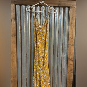 Old Navy Yellow Floral Spaghetti Strap Long Dress